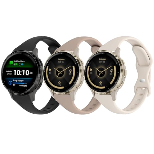 CUNUJIX 3Stück Schlank Silikon Armband für Garmin Vivoactive 4S / Venu 3S / Venu 2S / Vivomove 3S, 18mm Dünnes Weiches Sport Wasserdichtes Ersatzband für Garmin Forerunner 255s/255s Music/265S Damen CUNUJIX 3Stück Schlank Silikon Armband für Garmin Vivoactive 4S / Venu 3S / Venu 2S / Vivomove 3S, 18mm Dünnes Weiches Sport Wasserdichtes Ersatzband für Garmin Forerunner 255s/255s Music/265S Damen von CUNUJIX