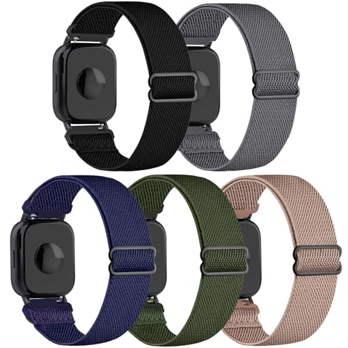 CUNUJIX 5 Stück Elastisch Nylon Armband Ersatz für Xiaomi Redmi Watch 5 Active/Lite Armband, Dehnbare Loop Gewebe Ersatzband für Xiaomi Redmi Watch 5 Lite/Active Herren Damen von CUNUJIX