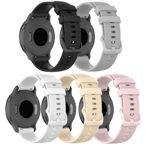 CUNUJIX 5 Stück Silikon Armband für Garmin Vivoactive 4S / Venu 3S / Venu 2S / Vivomove 3S, 18mm Soft Sport Wasserdichtes Ersatzband für Garmin Forerunner 255s/255s Music/265S Damen Herren CUNUJIX 5 Stück Silikon Armband für Garmin Vivoactive 4S / Venu 3S / Venu 2S / Vivomove 3S, 18mm Soft Sport Wasserdichtes Ersatzband für Garmin Forerunner 255s/255s Music/265S Damen Herren von CUNUJIX