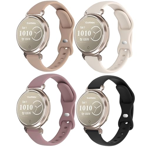 CUNUJIX Schlanke Silikon-Uhrenarmbänder, kompatibel mit Garmin Lily 2 / Lily 2 Active, weiches, schmales Sportarmband für Garmin Lily 2 Women (4 Stück) von CUNUJIX