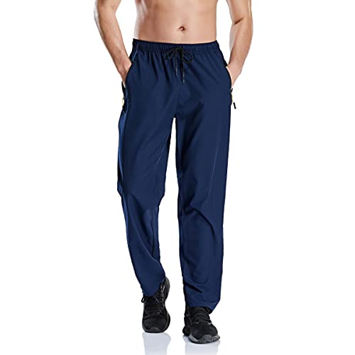 CUNYI Jogginghose für Herren Trainingshose Schnell Trocknend Laufhose Wanderhose Atmungsaktiv mit Taschen, Marineblau 34 von CUNYI