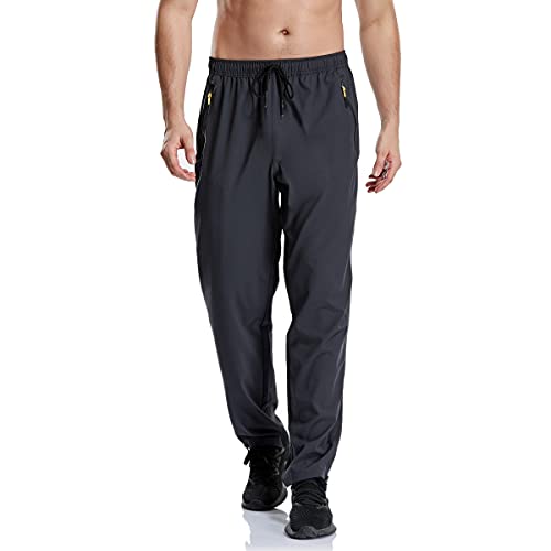 CUNYI Jogginghose für Herren Trainingshose Schnell Trocknend Laufhose Wanderhose Atmungsaktiv mit Taschen, Dunkelgrau 32 von CUNYI