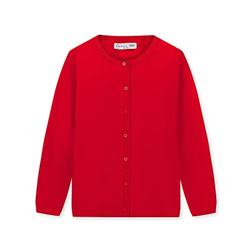 CUNYI Mädchen Rundhals-Strickjacke Leichter Baumwoll-Strickpullover zum Knöpfen mit Knöpfen Schuluniform Lässiger süßer Mantel Oberbekleidung, Rot 170 CUNYI Mädchen Rundhals-Strickjacke Leichter Baumwoll-Strickpullover zum Knöpfen mit Knöpfen Schuluniform Lässiger süßer Mantel Oberbekleidung, Rot 170 von CUNYI