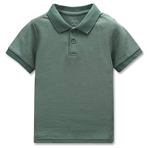 CUNYI Poloshirt für Jungen Baumwollpikee T-Shirt für Kinder Schule Kurzärmlige Oberteile, Grün 130 von CUNYI