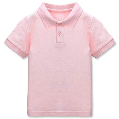 CUNYI Poloshirt für Jungen Baumwollpikee T-Shirt für Kinder Schule Kurzärmlige Oberteile, Hell-Pink 140 von CUNYI