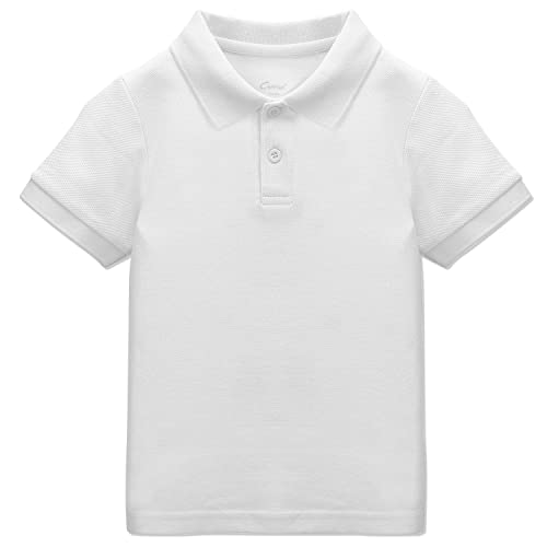 CUNYI Poloshirt für Jungen Baumwollpikee T-Shirt für Kinder Schule Kurzärmlige Oberteile, Weiß 110 von CUNYI