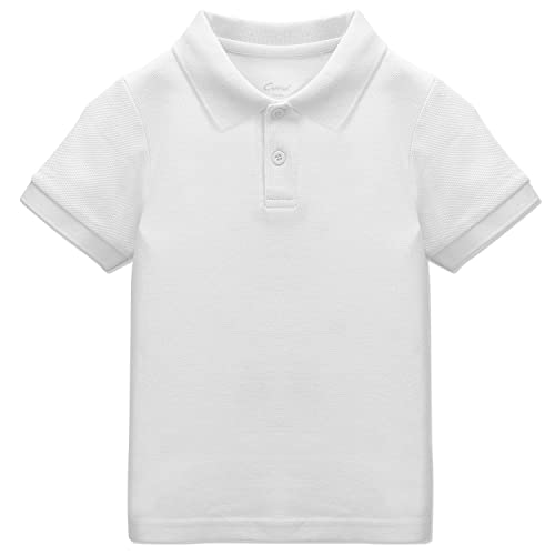 CUNYI Poloshirt für Jungen Baumwollpikee T-Shirt für Kinder Schule Kurzärmlige Oberteile, Weiß 140 von CUNYI