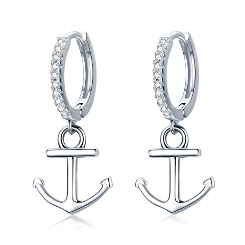 Anker Creolen Schiff Rad Ohrringe Anker Schmuck 925 Sterling Silber Zirkonias Anker Ohrstecker Anker Geschenke für Frauen Boot Rad Ohrringe von CUOKA MIRACLE