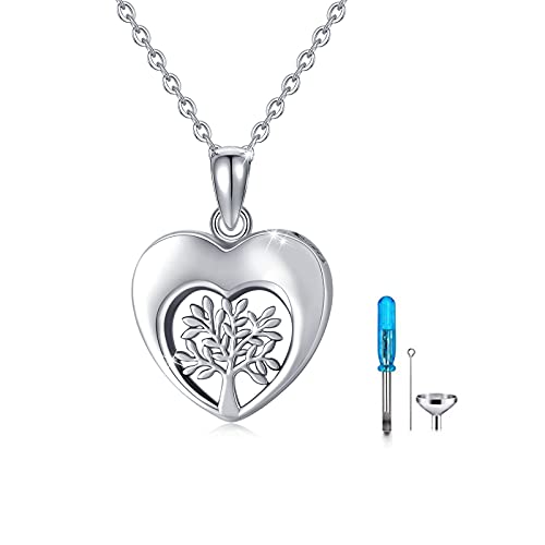 CUOKA MIRACLE Asche Urne Kette 925 Sterling Silber Memorial Baum des Lebens Anhänger Halskette Cremation Schmuck Herz Asche Andenken Anhänge von CUOKA MIRACLE