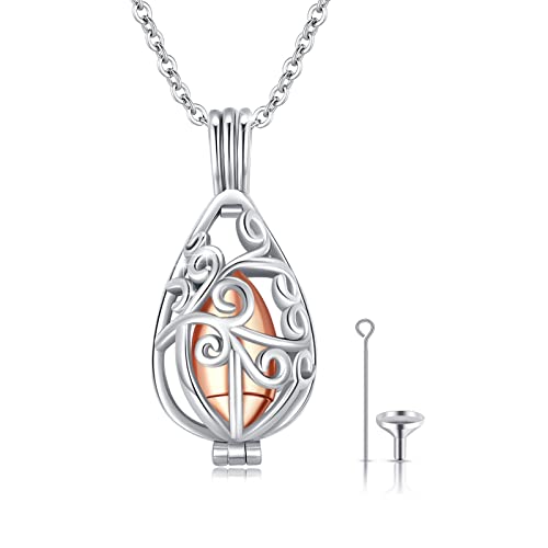 CUOKA MIRACLE Asche Urne Kette 925 Sterling Silber Memorial Hohl Wassertropfen Urnen zum Befüllen Anhänger Halskette Andenken Urnen Schmuck Geschenke für Menschen Asche für Damen von CUOKA MIRACLE