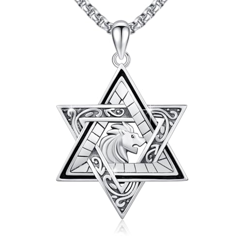 CUOKA MIRACLE Davidstern Kette 925 Sterlingsilber Herren Davidstern Anhänger Kette Oxidiert Unisex Jüdischer Schmuck für Jungen Ehemann Sohn von CUOKA MIRACLE