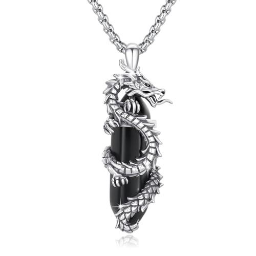 CUOKA MIRACLE Drachen Kette 925 Sterling Silber Herren Drachen Anhänger Halskette für Damen Oxidiert Unisex Drachen Schmuck Valentinstag Geschenke für Männer Mädchen von CUOKA MIRACLE