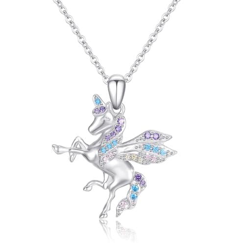 CUOKA MIRACLE Einhorn Kette 925 Sterling Silber Mädchen Einhorn Anhänger Halskette für Damen Einhorn Schmuck Geschenke für Damen Kinder von CUOKA MIRACLE