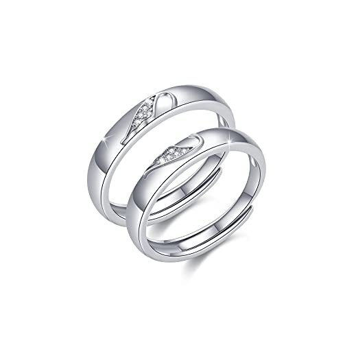 CUOKA MIRACLE Engelsflügel Herz Ringe Silber 925 Verstellbarer offener Ring Engelsflügel Schmuck Partnerringe für Sie und Ihn Set Abschluss Versprechensring Eheringe Paar von CUOKA MIRACLE