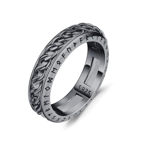 CUOKA MIRACLE Fidget Ring 925 Sterling Silber Keltisch Spinner Ringe für Angst Männer Frauen Anti Stress Ring Schmuck Geschenke für Damen Teens Geburtstag Valentinstag Weihnachten (black, 18) von CUOKA MIRACLE