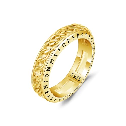 CUOKA MIRACLE Fidget Ring 925 Sterling Silber Keltisch Spinner Ringe für Angst Männer Frauen Anti Stress Ring Schmuck Geschenke für Damen Teens Geburtstag Valentinstag Weihnachten (gold, 18) von CUOKA MIRACLE