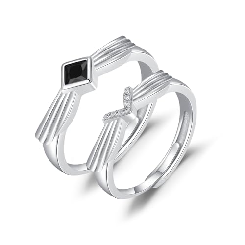 CUOKA MIRACLE Flügel Ring Paar Ringe Set 925 Silber Verstellbare Engelsflügel Partnerringe für Sie und Ihn Engel Versprechensring Paar Valentinstags Geschenke für Damen Frauen Ehefrau Trauringe von CUOKA MIRACLE