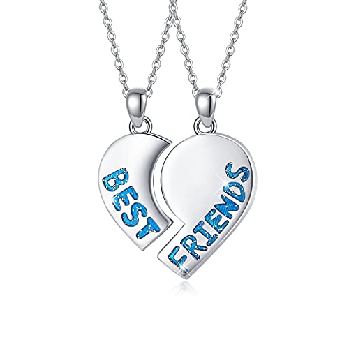 CUOKA MIRACLE Freundschaft Kette für 2 925 Sterling Silber Schwester Kette Herz Beste Freunde Anhänger Halskette für Schwester Geschenk Schwester Schmuck für Damen Mädchen von CUOKA MIRACLE