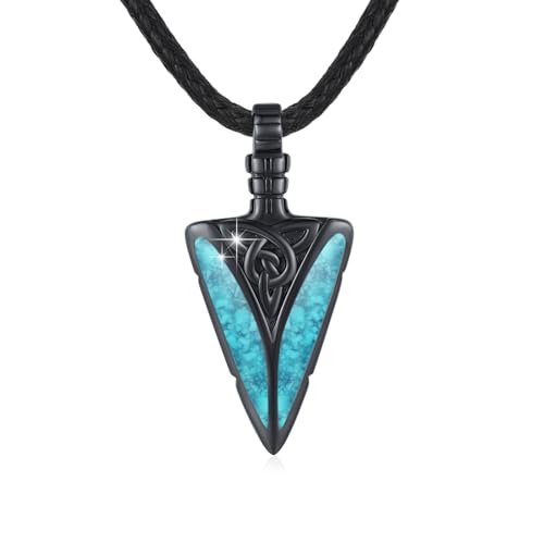 CUOKA MIRACLE Kette Herren Schwarz 925 Sterling Silber Pfeil Anhänger Halskette Punk Pfeilspitze Schmuck Valentinstag Geschenke für Mann Damen Bruder von CUOKA MIRACLE