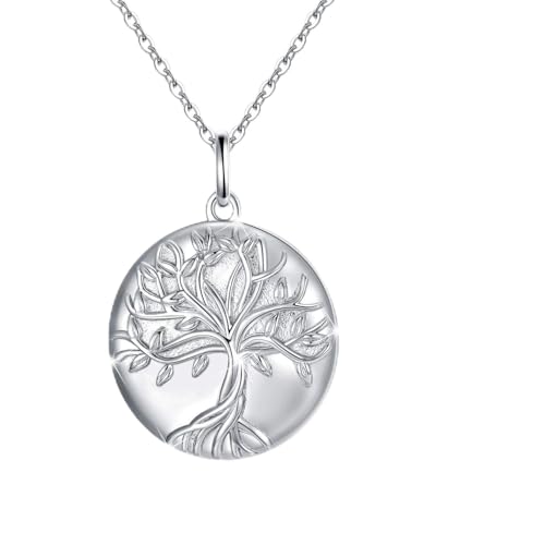 CUOKA MIRACLE Lebensbaum Medaillon Kette 925 Sterling Silber Medaillon Foto Anhänger Kette Amulett zum öffnen für Bilder Foto Amulett Halskette Valentinstag Muttertags Geschenke für Damen/Mädchen von CUOKA MIRACLE