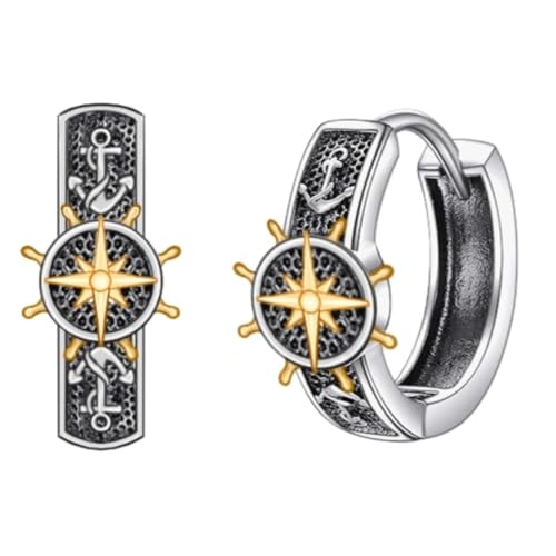 CUOKA MIRACLE Männer Anker Creolen 925er Sterling Silber Klein Ohrring Keltischem Knoten Kreolen Kreolen Schmuck Geburtstag für Herren Mädchen Valentinstag Weihnachten von CUOKA MIRACLE