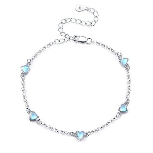 CUOKA MIRACLE Mondstein Armband Sterling Silber Regenbogen Herz Mondstein Mädchen Armband Schmuck für Kinder von CUOKA MIRACLE
