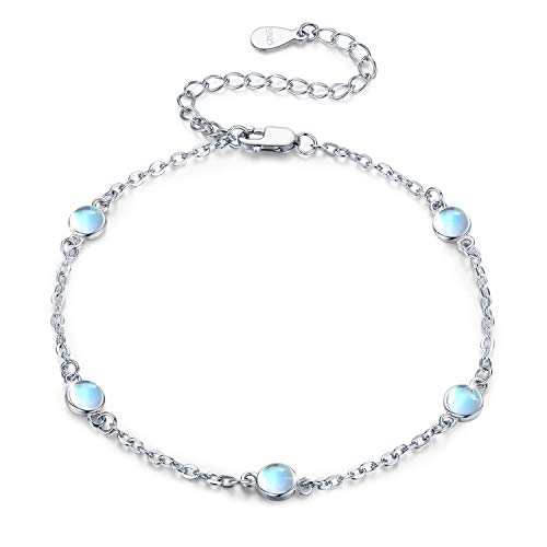 CUOKA MIRACLE Mondstein Armband Sterling Silber Regenbogen Runde Mondstein Mädchen Armband Mondstein Schmuck Geschenk für Kinder von CUOKA MIRACLE