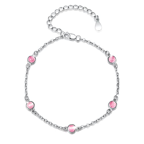 CUOKA MIRACLE Mondstein Armband Sterling Silber Regenbogen Runde Mondstein Mädchen Armband Mondstein Schmuck Geschenk für Kinder von CUOKA MIRACLE