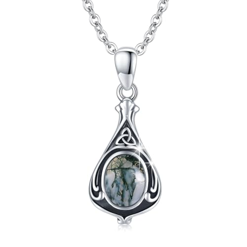 CUOKA MIRACLE Mondstein Kette Mädchen 925 Sterling Silber Keltisch Irish Tropfen Anhänger Halskette Mondstein Schmuck für Damen von CUOKA MIRACLE