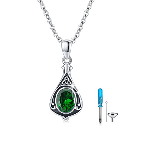 CUOKA MIRACLE Urnen ketten für Asche 925 Sterling Silber Memorial Keltisch Irish Tropfen Urnen Anhänger Halskette Feuerbestattung Andenken Asche Schmuck für Damen Herren von CUOKA MIRACLE