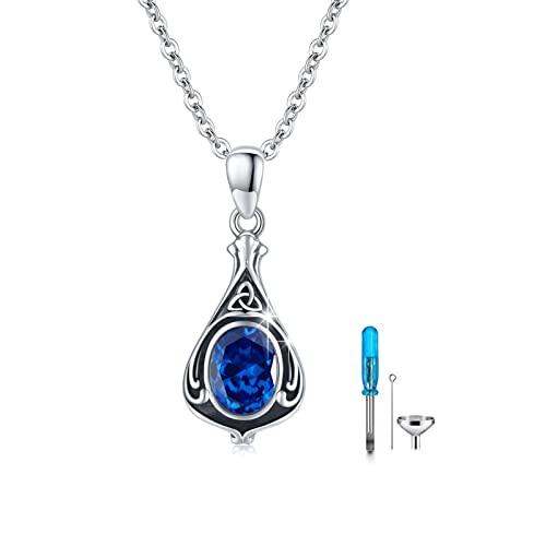 CUOKA MIRACLE Mondstein Urnenketten für Asche 925 Sterling Silber Memorial Keltisch Irish Tropfen Urnen Anhänger Halskette Feuerbestattung Andenken Asche Schmuck für Damen Unisex CUOKA MIRACLE Mondstein Urnenketten für Asche 925 Sterling Silber Memorial Keltisch Irish Tropfen Urnen Anhänger Halskette Feuerbestattung Andenken Asche Schmuck für Damen Unisex von CUOKA MIRACLE