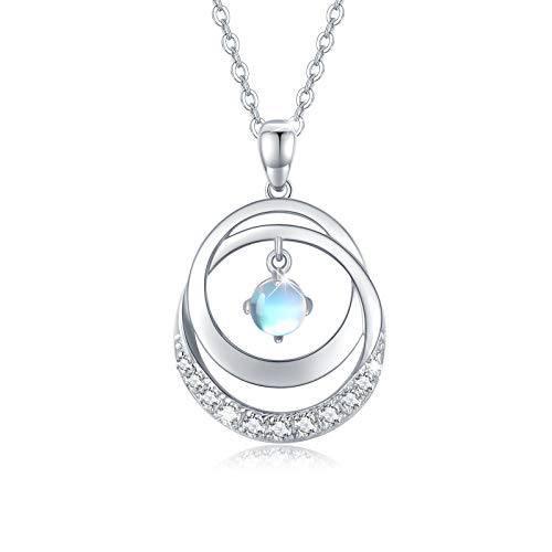 CUOKA MIRACLE Regenbogen Mondstein Halskette Silber 925 Mondstein Anhänger Sternenhimmel Kette Mondstein Schmuck für Damen Mutter Tochter von CUOKA MIRACLE