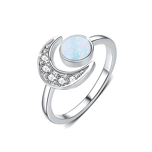 CUOKA MIRACLE Ring Mond Silber 925 Opal Ring für Damen Mond Ring Verstellbar Offener Ring für Damen/Frauen/Mädchen von CUOKA MIRACLE