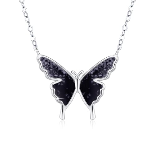 CUOKA MIRACLE Schmetterling Kette 925 Sterling Silber Opal Schmetterling Anhänger Halskette für Damen Schmetterling Schmuck für Mädchen Kinder (D) von CUOKA MIRACLE