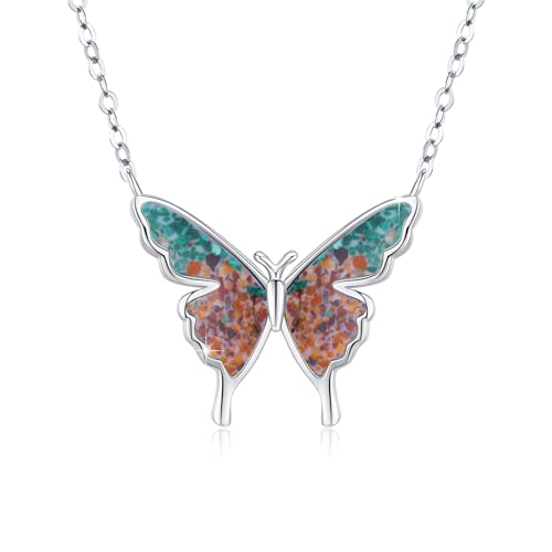 CUOKA MIRACLE Schmetterling Kette 925 Sterling Silber Opal Schmetterling Anhänger Halskette für Damen Schmetterling Schmuck für Mädchen Kinder (E) von CUOKA MIRACLE