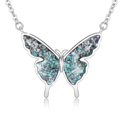 CUOKA MIRACLE Schmetterling Kette 925 Sterling Silber Opal Schmetterling Anhänger Halskette für Damen Schmetterling Schmuck für Mädchen Kinder von CUOKA MIRACLE