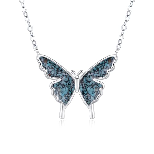 CUOKA MIRACLE Schmetterling Kette 925 Sterling Silber Opal Schmetterling Anhänger Halskette für Damen Schmetterling Valentinstag Geschenke für Mädchen Kinder von CUOKA MIRACLE