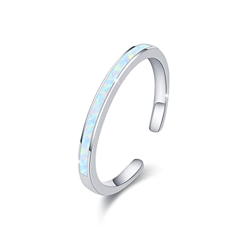 CUOKA MIRACLE Stapelbare Ringe Opal 925 Sterling Silber Verstellbar Opal Ringe Offene Fingerring für Damen Mutter Tochter Mädchen von CUOKA MIRACLE