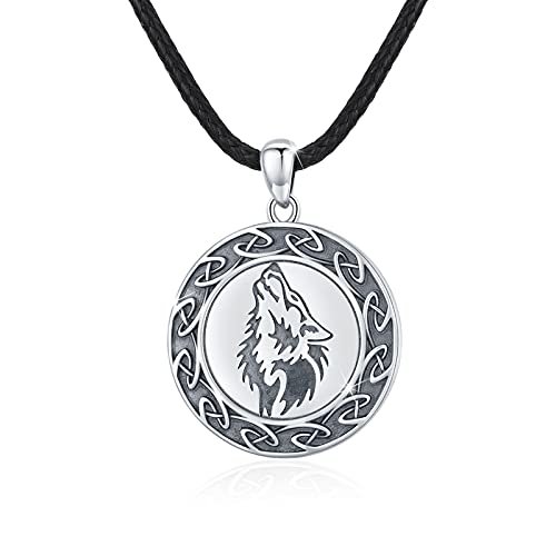 CUOKA MIRACLE Wolf Kette 925 Sterling Silber Keltischer Wolf Anhänger Tier Halskette Wolf Schmuck für Damen Herren Mutter Tochter von CUOKA MIRACLE