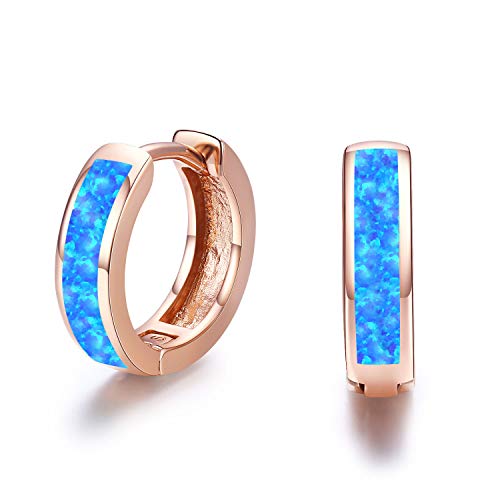 Damen Creolen Ohrringe 925 Sterling Silber Opal Ohrringe Kleine Creolen Kreis Ohrringe Opal Schmuck Geschenke für Mama Frauen Kinder von CUOKA MIRACLE