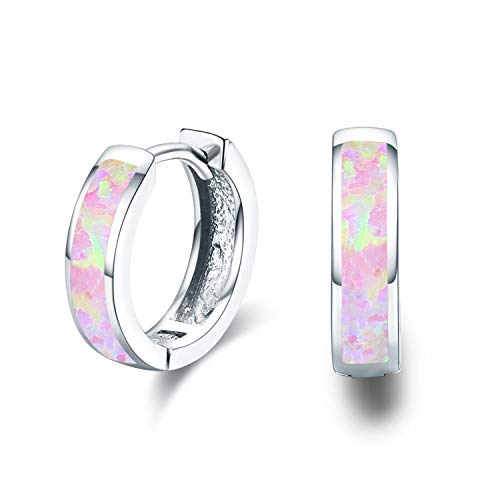 Damen Creolen Ohrringe 925 Sterling Silber Opal Ohrringe Kleine Creolen Kreis Ohrringe Opal Schmuck Geschenke für Mama Frauen Kinder von CUOKA MIRACLE