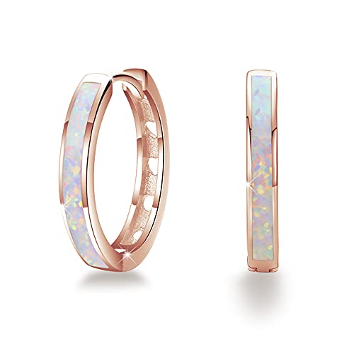 Damen Creolen Ohrringe 925 Sterling Silber Opal Ohrringe Kleine Creolen Kreis Ohrringe Opal Schmuck Geschenke für Mama Frauen Kinder von CUOKA MIRACLE