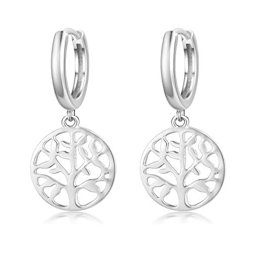 CUOKA MIRACLE Damen Lebensbaum Ohrringe 925 Sterling Silber Kleine Creolen für Frauen Baum des Lebens Ohrringe Geschenk für Mädchen Kinder von CUOKA MIRACLE