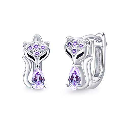 Fuchs Creolen Ohrringe für Kinder, Mädchen und Damen - Silber 925, Durchmesser 10mm, Klappcreolen, Tier-Design von CUOKA MIRACLE
