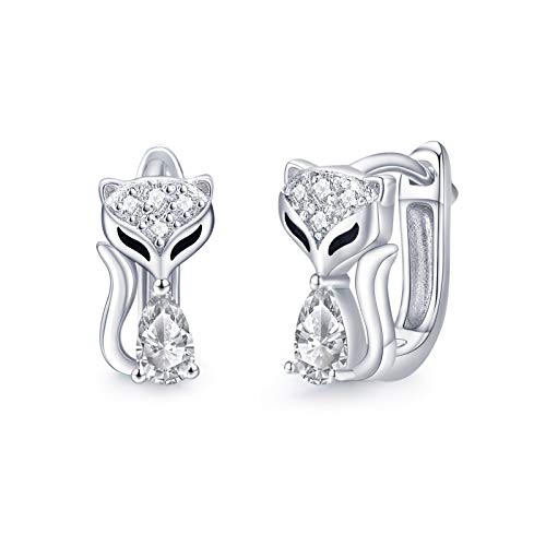 Fuchs Ohrringe Kinder Creolen Silber 925 Mädchen Creolen Fuchs Ohrringe für Damen Durchmesser 10mm Klappcreolen Fuchs Creolen Tier Ohrringe für Damen/Mädchen/Kinder von CUOKA MIRACLE