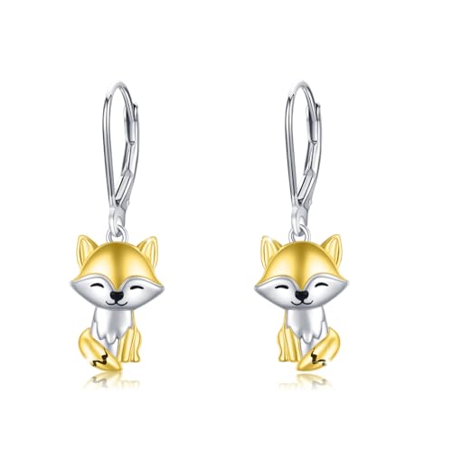 Fuchs Ohrringe Mädchen Gold Creolen 925 Sterling Silber für Damen Tier Kreolen Schmuck für Tochter von CUOKA MIRACLE