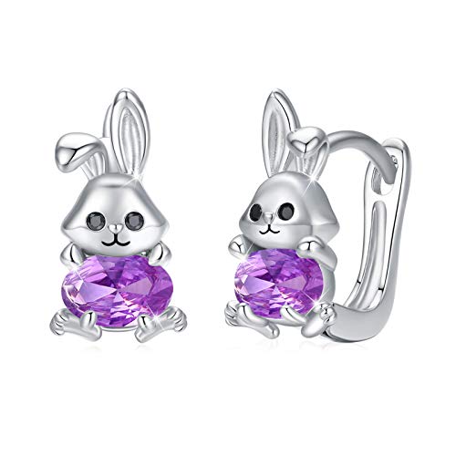 Hasen Ohrringe Creolen Kinder 925 Sterling Silber Hasen Creolen Mädchen Klein Ohrringe Kreolen für Damen Durchmesser 10mm Klappcreolen Hasen Tier Ohrringe Geschenke für Damen Kinder von CUOKA MIRACLE