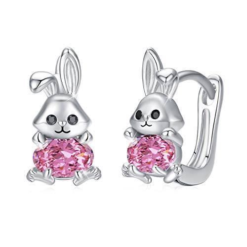 Hasen Ohrringe Creolen Kinder 925 Sterling Silber Hasen Creolen Mädchen Klein Ohrringe Kreolen für Damen Durchmesser 10mm Klappcreolen Hasen Tier Ohrringe Geschenke für Damen Kinder von CUOKA MIRACLE