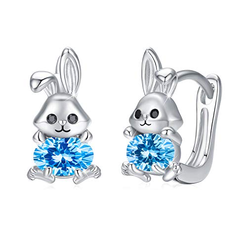 Hasen Ohrringe Creolen Kinder 925 Sterling Silber Hasen Creolen Mädchen Klein Ohrringe Kreolen für Damen Durchmesser 10mm Klappcreolen Hasen Tier Ohrringe Geschenke für Damen Kinder von CUOKA MIRACLE