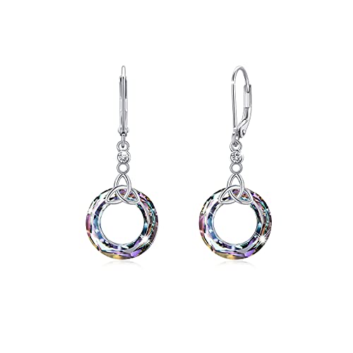 CUOKA MIRACLE Keltische Ohrringe Silber 925 Kristall Creolen Ohrringe für Mädchen Keltische Ohrhänger Keltischer Schmuck Weihnachts Geschenke für Damen Mutter Großmutter Freundin Schwester von CUOKA MIRACLE